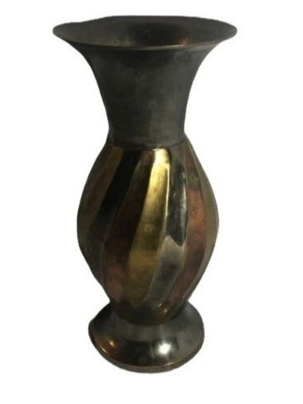 Vintage Tri Color Brass Copper Bronze Vase Home Decor Boho twist 6x3" READ